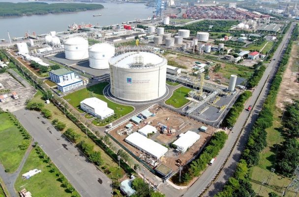 Dự án Kho cảng LNG Thị Vải tại Kho cảng PV GAS Vũng Tàu trong giai đoạn hoàn thiện, sẵn sàng đưa vào vận hành.