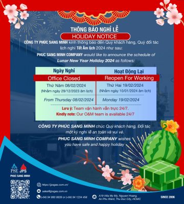 Phuc Sang Minh - Thông báo nghỉ tết âm lịch 2024 (song ngữ)