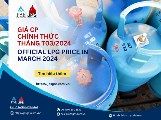 Giá gas chính thức tháng 3 năm 2024