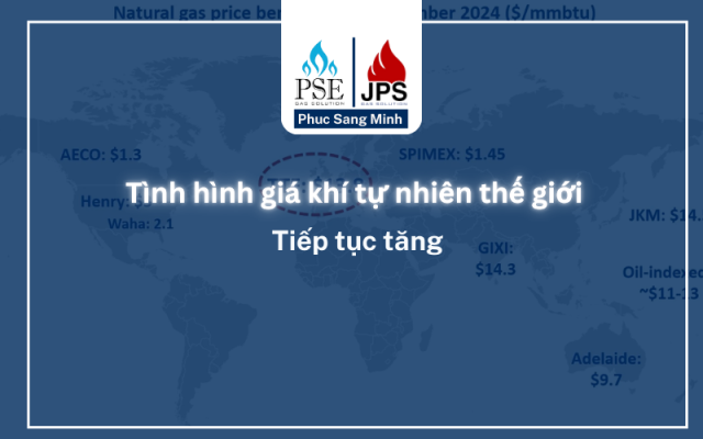 Giá khí tự nhiên thế giới tiếp tục tăng trong tháng 12